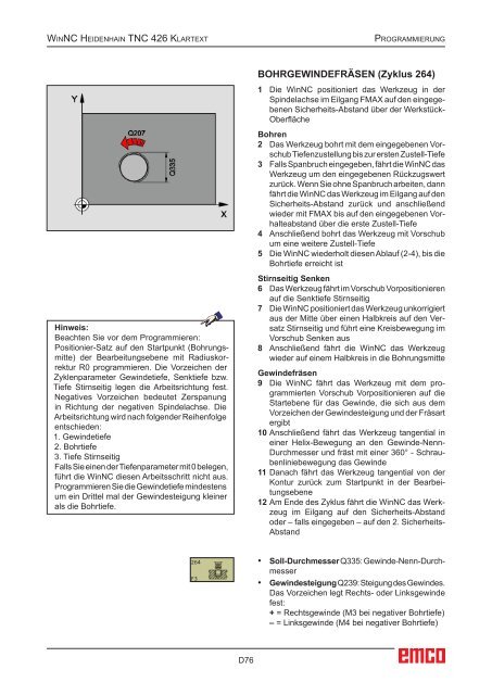 EMCO WinNC Heidenhain TNC 426 Klartext Softwarebeschreibung ...