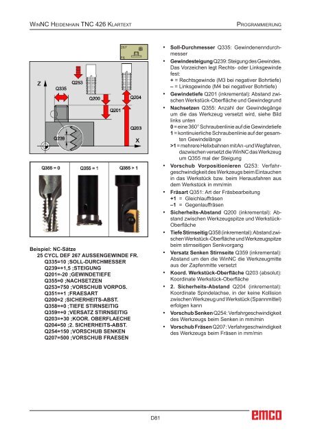 EMCO WinNC Heidenhain TNC 426 Klartext Softwarebeschreibung ...