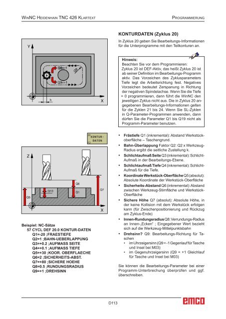 EMCO WinNC Heidenhain TNC 426 Klartext Softwarebeschreibung ...