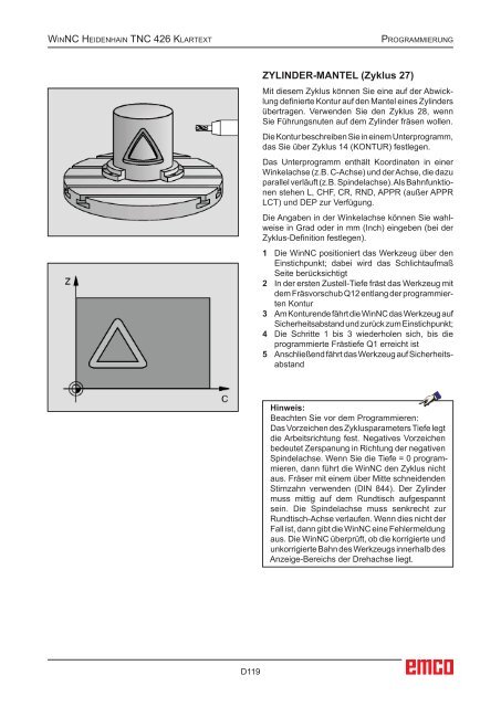 EMCO WinNC Heidenhain TNC 426 Klartext Softwarebeschreibung ...