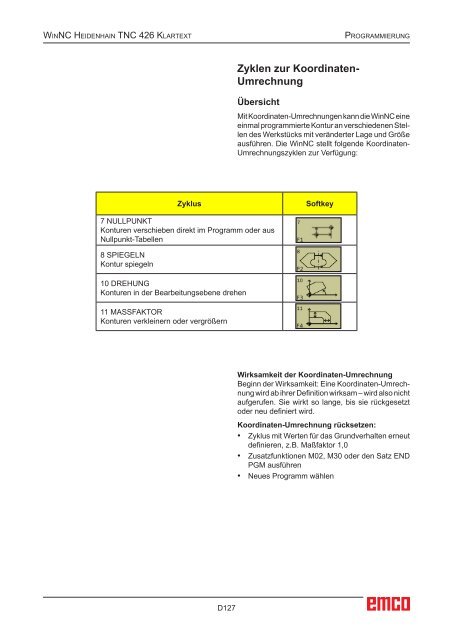 EMCO WinNC Heidenhain TNC 426 Klartext Softwarebeschreibung ...