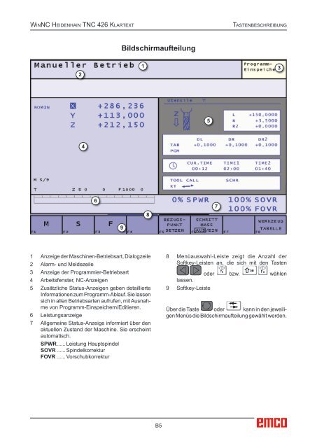 EMCO WinNC Heidenhain TNC 426 Klartext Softwarebeschreibung ...