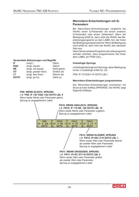 EMCO WinNC Heidenhain TNC 426 Klartext Softwarebeschreibung ...