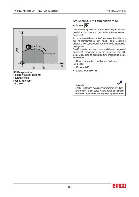 EMCO WinNC Heidenhain TNC 426 Klartext Softwarebeschreibung ...