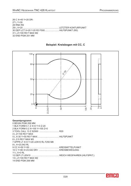 EMCO WinNC Heidenhain TNC 426 Klartext Softwarebeschreibung ...