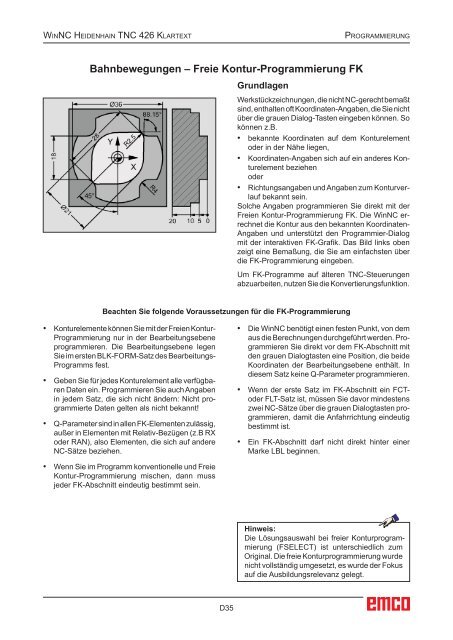 EMCO WinNC Heidenhain TNC 426 Klartext Softwarebeschreibung ...