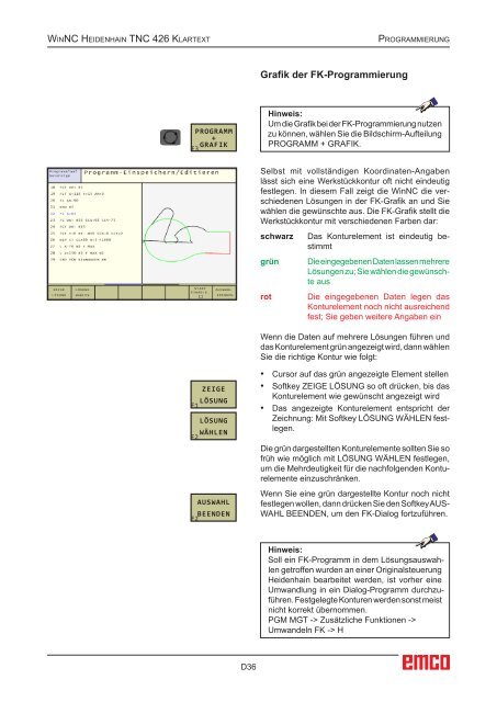 EMCO WinNC Heidenhain TNC 426 Klartext Softwarebeschreibung ...