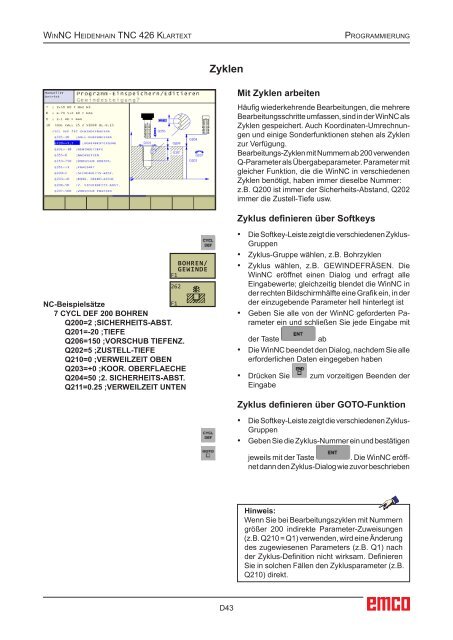 EMCO WinNC Heidenhain TNC 426 Klartext Softwarebeschreibung ...