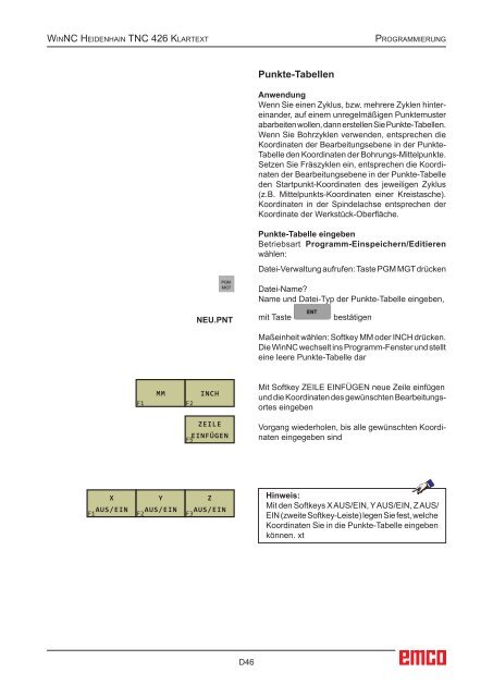 EMCO WinNC Heidenhain TNC 426 Klartext Softwarebeschreibung ...