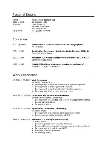 Curriculum Vitae - Remco van Oosterhout