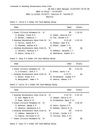 Home Meet - Bradley Bourbonnais Swim Club