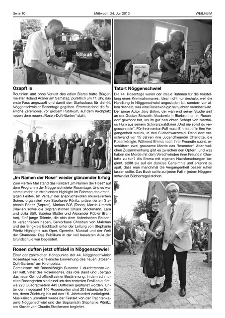 2013 Mitteilungsblatt Nr. 15 - Gemeinde Weilheim / Baden