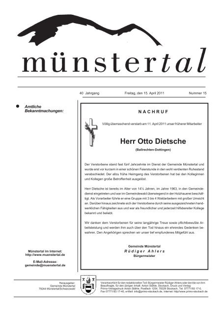 Herr Otto Dietsche - Münstertal