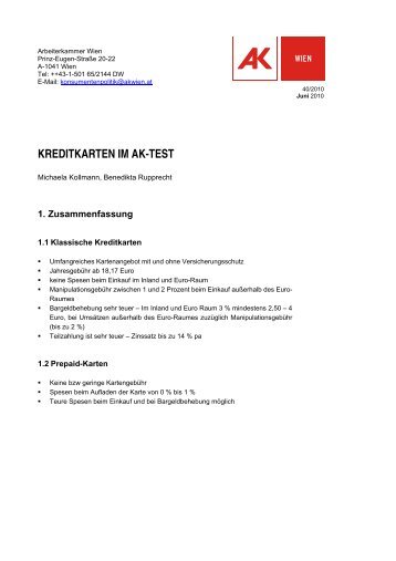 KREDITKARTEN IM AK-TEST