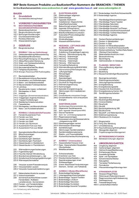 BKP-Liste (PDF zum download) - Eco-Branchenverzeichnis