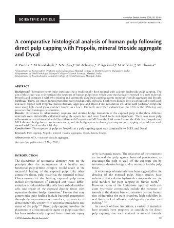 A comparative histological analysis of human pulp following direct ...