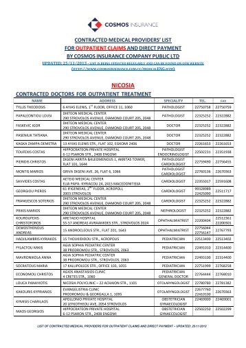 contracted medical providers - cosmosinsurance.com