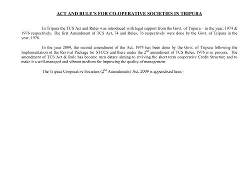 act and rule's for co-operative societies in tripura - Government of ...