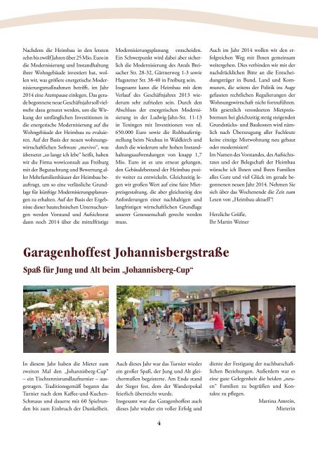 Heimbau Mitgliederzeitung 2013 - Heimbau Breisgau eG