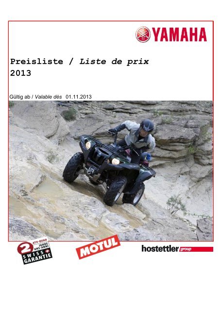 Preisliste / Liste de prix 2013 - hostettler motoren ag