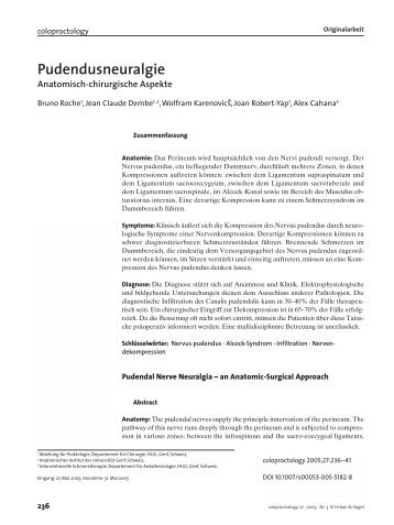 Pudendusneuralgie - Unité de Proctologie Genève