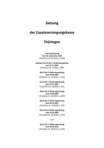 Satzung der Zusatzversorgungskasse Thüringen - Kommunaler ...