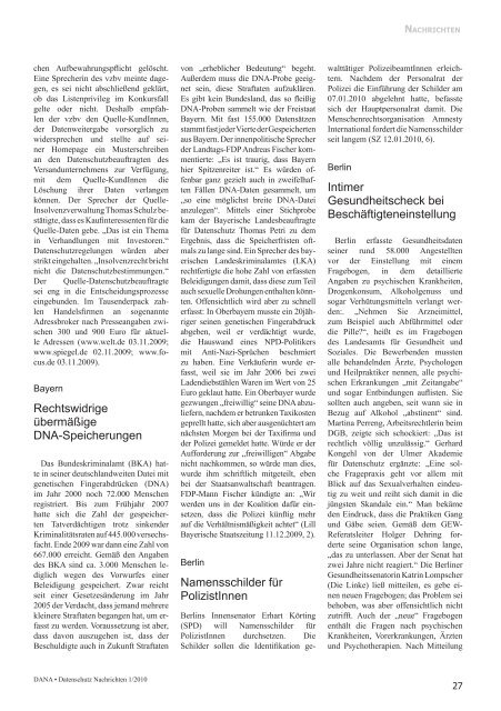 Heft [PDF] - Deutsche Vereinigung für Datenschutz e.V.