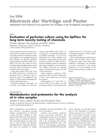 Abstracts der Vorträge und Poster - Altex