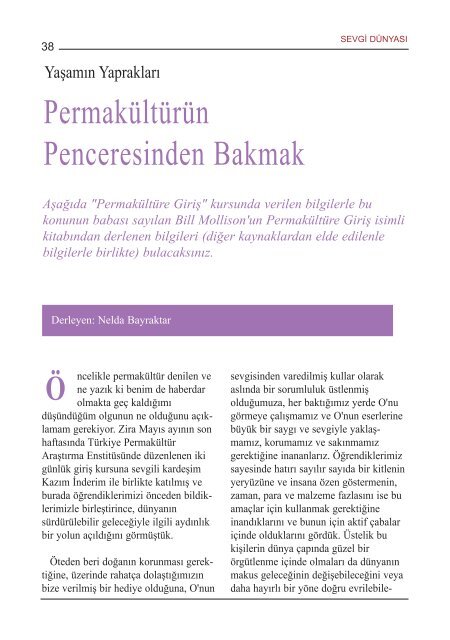 KUŞBAKIŞI TANRI İNANCI PERMAKÜLTÜRÜN ... - Dostluk.org