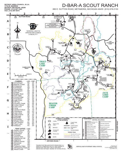 Map to D-bar-A Scout Ranch - Cub Scout Pack 108, Oxford Michigan