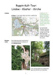 Hintergrundinformationen zum Kloster Lindow - Ruppin-Kult-Tour