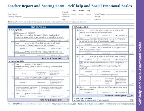 Self-help and Social-Emotional Scales