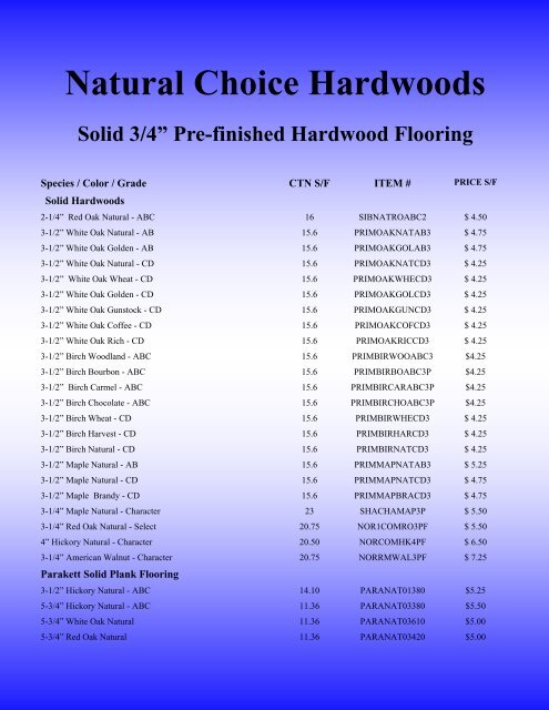 Natural Choice Hardwoods Gordon S, Natural Choice Hardwood Flooring
