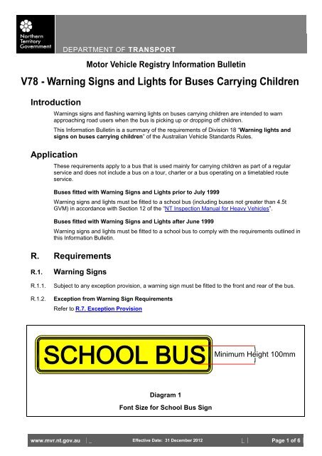 Warning Signs and Lights for Buses Carrying Children