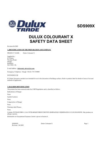 SDS909X Dulux Colourant X 5 - Dulux Trade