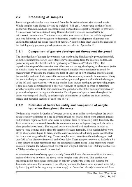 Assessment of gonad staging systems and other ... - CiteSeerX