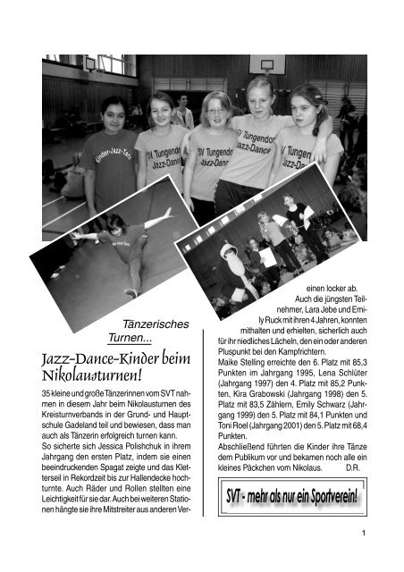 Jazz-Dance-Kinder beim Nikolausturnen! - SV-Tungendorf