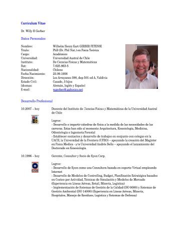 Curriculum Vitae Datos Personales Desarrollo Profesional - gPhysics