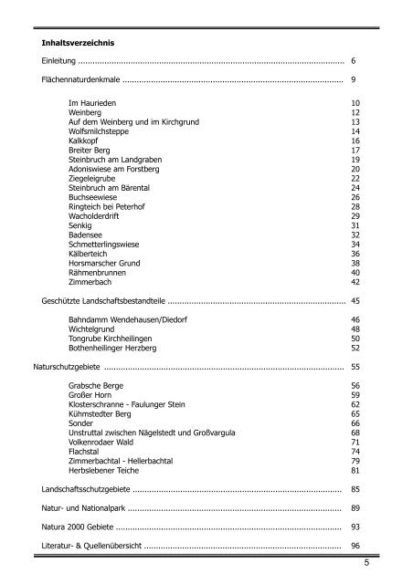 Schutzgebiete im Unstrut-Hainich-Kreis