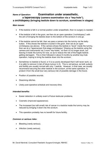 Examination under anaesthetic, ± laparoscopy