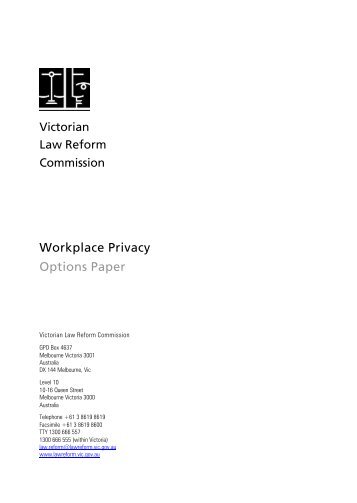 Workplace Privacy Options Paper - Victorian Law Reform Commission