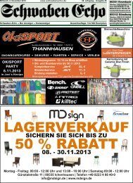 LAGERVERKAUF 50 % RABATT - Schwaben Echo