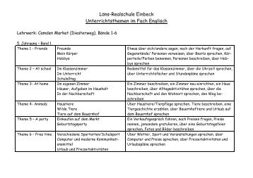 Löns-Realschule Einbeck Unterrichtsthemen im Fach Englisch