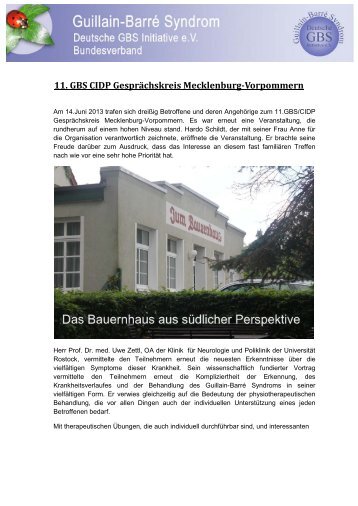 11. GBS CIDP Gesprächskreis Mecklenburg-Vorpommern