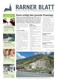 Raron verfügt über gesunde Finanzlage - Gemeinde Raron