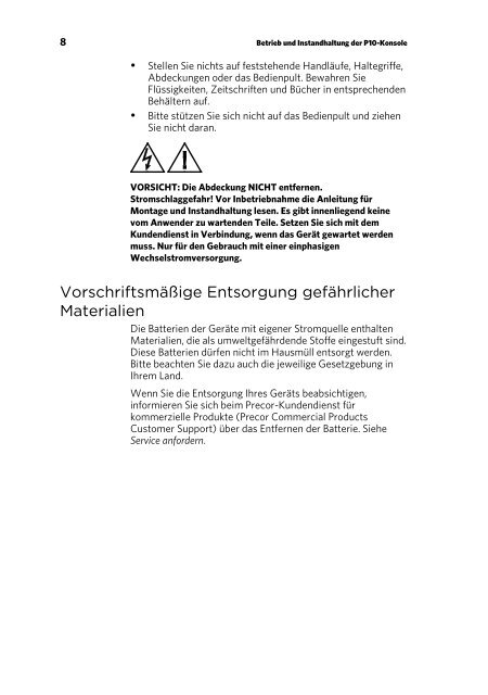 Handbuch für den Eigentümer - Precor