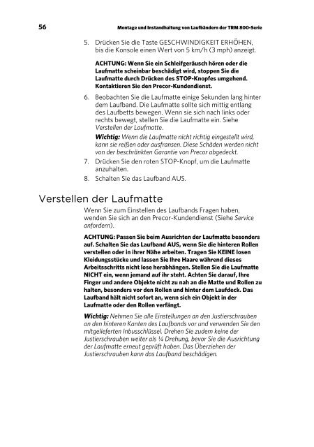 Handbuch für den Eigentümer - Precor