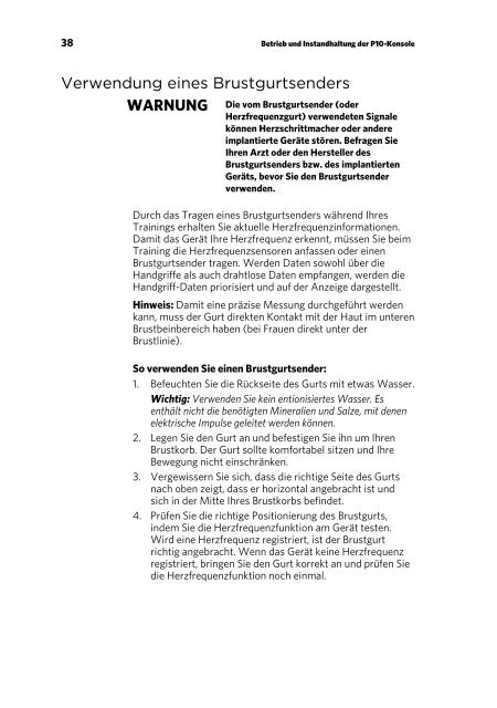 Handbuch für den Eigentümer - Precor