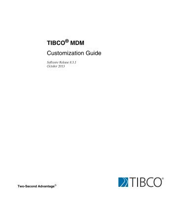 TIBCO MDM Customization Guide - TIBCO Product Documentation