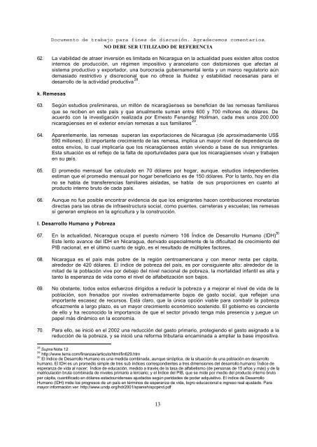 Nicaragua Informe sobre las necesidades y prioridades ... - Unctad XI